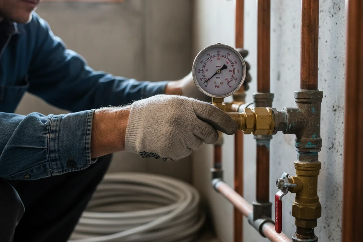 Pressure testing a repaired line during Water Line Repair in Mahopac